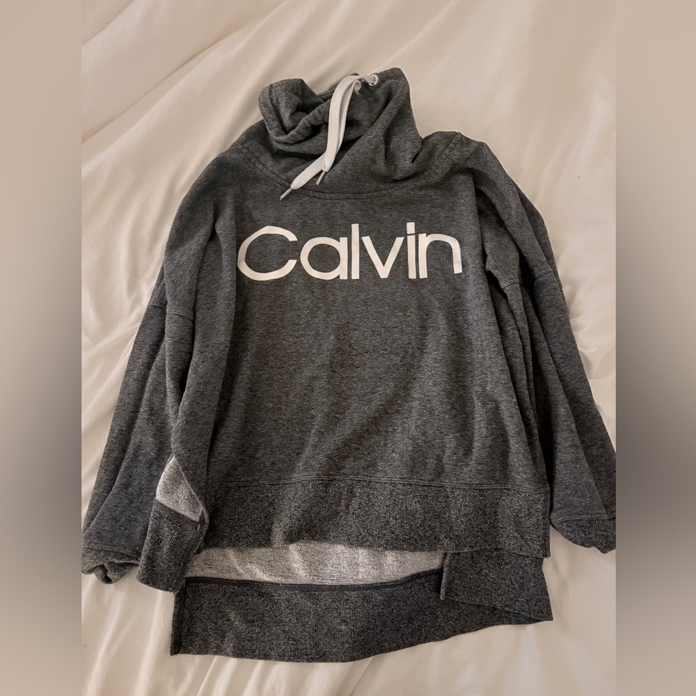 Calvin Gray Cowel Necked Sweatshirt with White Accents size medium